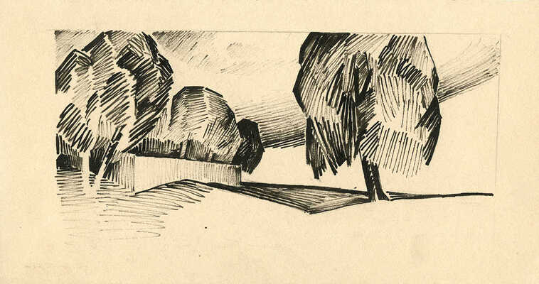 Кусков Пётр Аполлонович. Пейзаж с деревьями